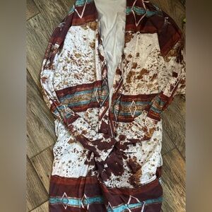 Boho Western cow print cardigan